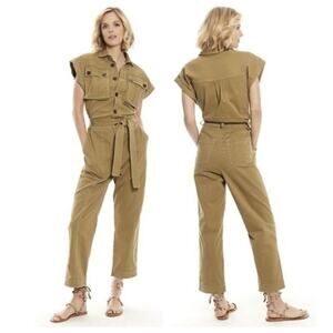 Happy X Nature Olive Green Twill Jumpsuit Sz 6